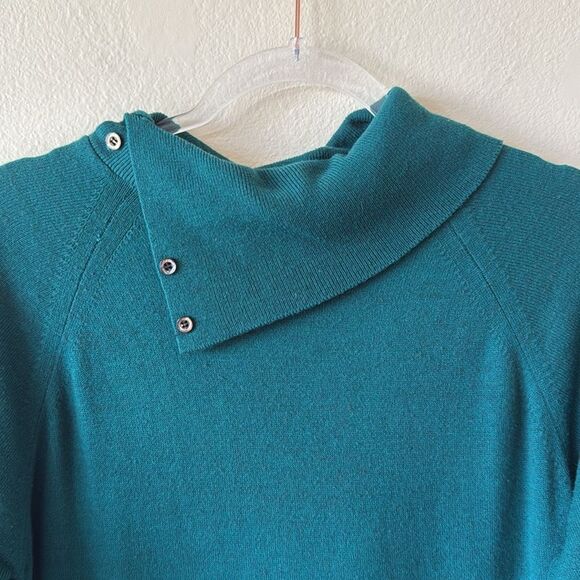 80’s Vintage Abercrombie & Fitch Emerald Green Fold Over Turtle Neck Midi Dress - Picture 9 of 12